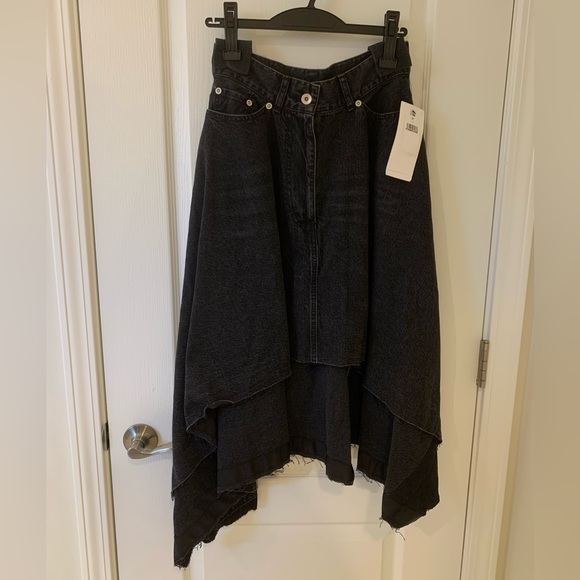 Sacai | Denim Handkerchief MIDI Skirt | Black | 1 (xs) - Picture 4 of 11